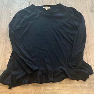 Philosophy Long Sleeve Ruffle Bottom Shirt